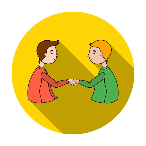Metoda handshaking podnikatelé ikony v plochý izolovaných na bílém pozadí. Konference a negetiations symbol akcií vektorové ilustrace. — Stockový vektor