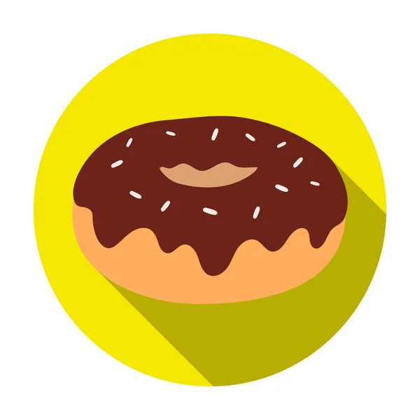 Donut s čokoládovou polevou ikonou v plochý izolovaných na bílém pozadí. Čokoládové moučníky symbol akcií vektorové ilustrace. — Stockový vektor
