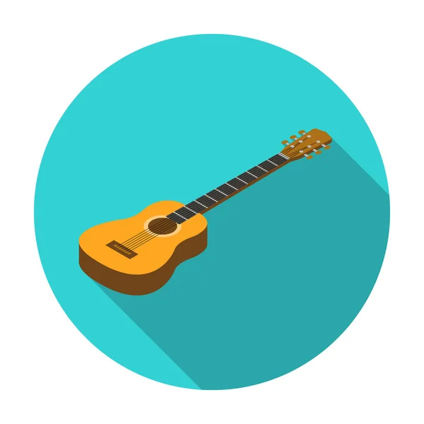 Icona di chitarra acustica in stile piatto isolata su sfondo bianco. Strumento musicale simbolo stock vector illustrazione . — Vettoriale Stock