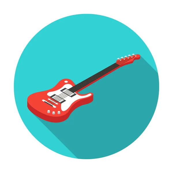 Het pictogram van de elektrische gitaar in vlakke stijl geïsoleerd op een witte achtergrond. Muziekinstrumenten symbool voorraad vectorillustratie. — Stockvector