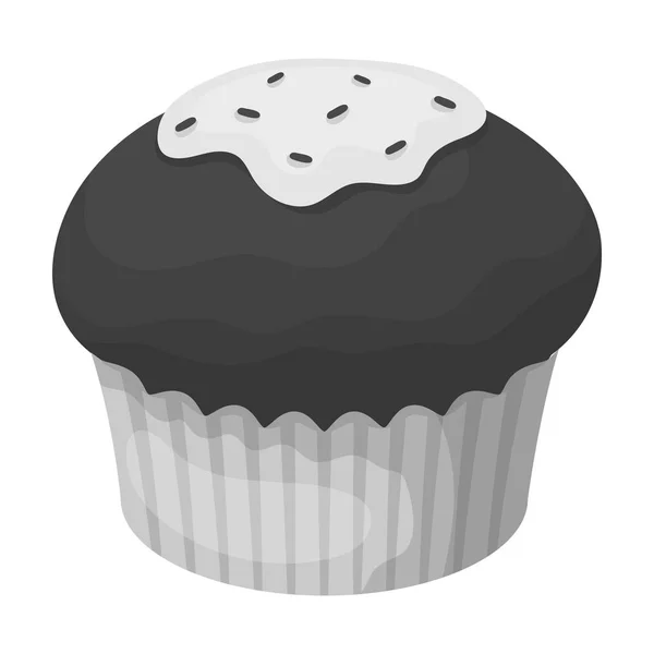 Icono de cupcake de chocolate en estilo monocromo aislado sobre fondo blanco. Postres de chocolate símbolo stock vector ilustración . — Vector de stock