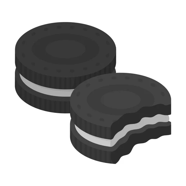 Galletas sándwich de chocolate icono en estilo monocromo aislado sobre fondo blanco. Postres de chocolate símbolo stock vector ilustración . — Vector de stock