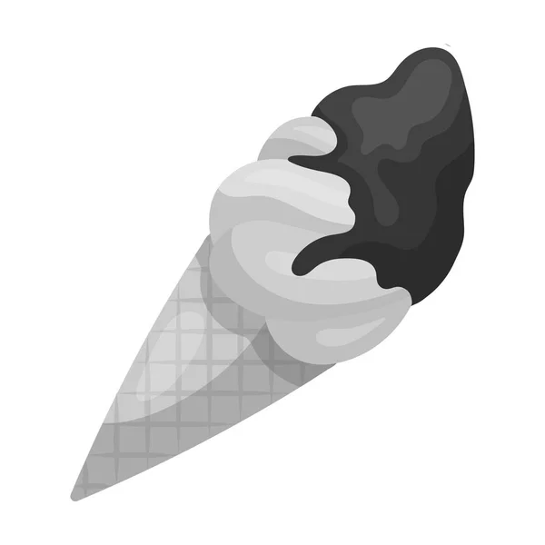 Icono de helado de chocolate en estilo monocromo aislado sobre fondo blanco. Postres de chocolate símbolo stock vector ilustración . — Archivo Imágenes Vectoriales