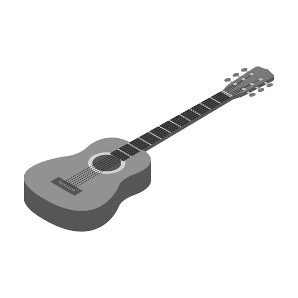 Icono de guitarra acústica en estilo monocromo aislado sobre fondo blanco. Instrumentos musicales símbolo stock vector ilustración . — Vector de stock