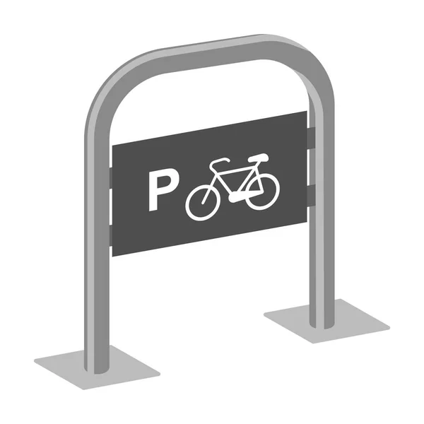 Fiets parkeren pictogram in zwart-wit stijl geïsoleerd op een witte achtergrond. Parkeren zone symbool voorraad vectorillustratie. — Stockvector