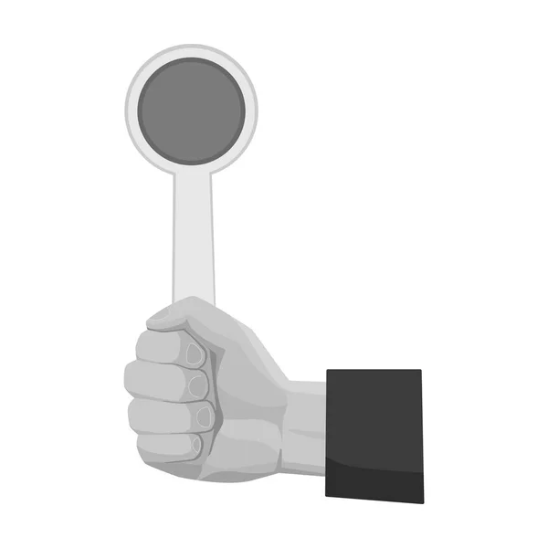 Hand met stopbord pictogram in zwart-wit stijl geïsoleerd op een witte achtergrond. Parkeren zone symbool voorraad vectorillustratie. — Stockvector