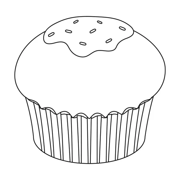 Ícone de cupcake de chocolate em estilo esboço isolado no fundo branco. Sobremesas de chocolate símbolo estoque vetor ilustração . —  Vetores de Stock