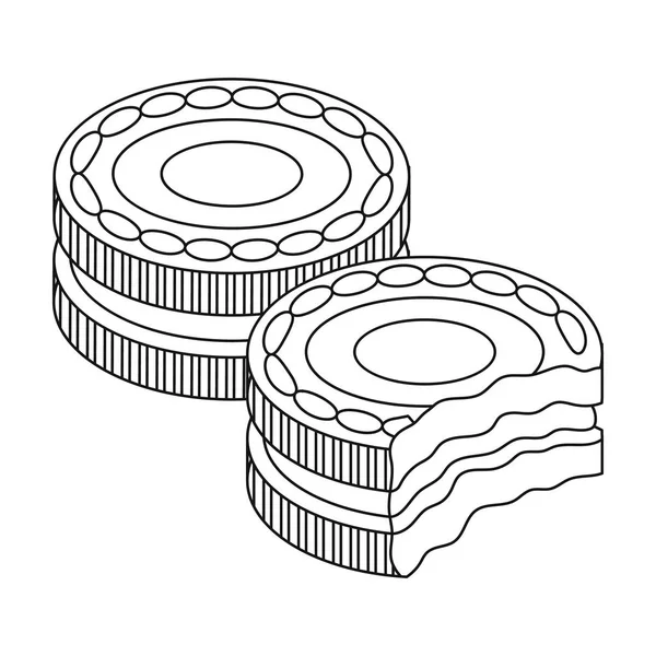 Chocolade sandwich koekjes pictogram in kaderstijl geïsoleerd op een witte achtergrond. Chocolade desserts symbool voorraad vectorillustratie. — Stockvector