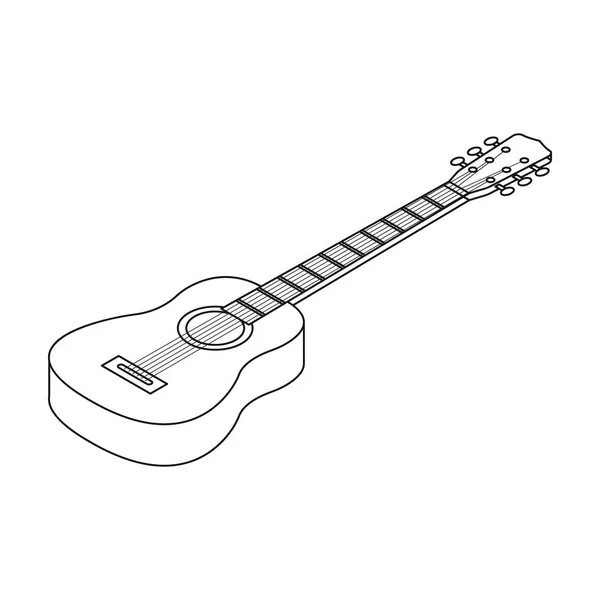 Icona della chitarra acustica in stile contorno isolato su sfondo bianco. Strumento musicale simbolo stock vector illustrazione . — Vettoriale Stock