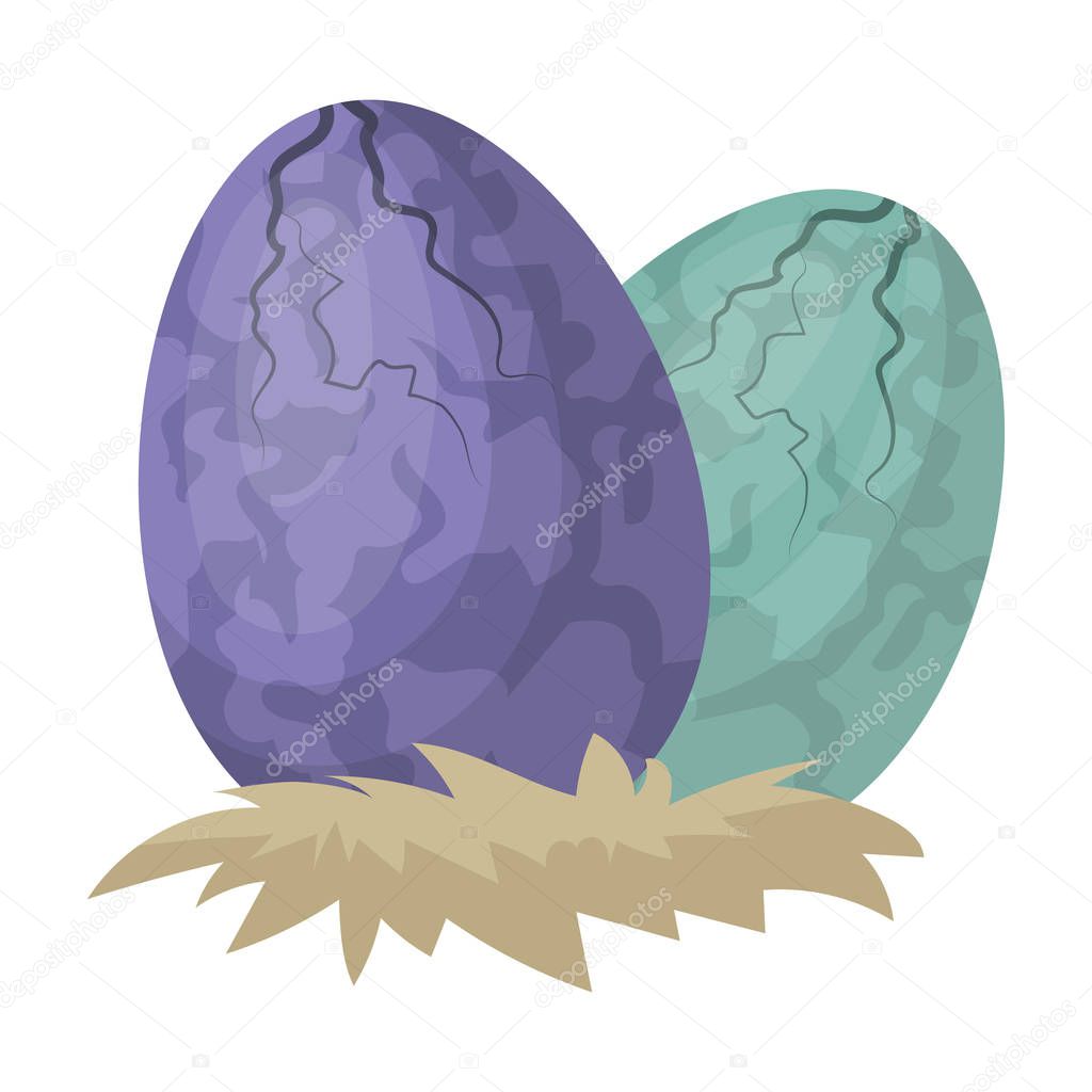 Eggs of dinosaur icon in cartoon style isolated on white background. Dinosaurs and prehistoric symbol stock vector illustration.