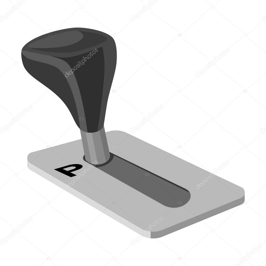 Transmission icon in monochrome design isolated on white background. Parking zone symbol stock vector illustration.