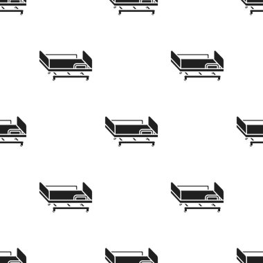 Hastane gurney simge siyah stil beyaz arka plan üzerinde izole içinde. İlaç ve hastane desen hisse senedi vektör çizim.