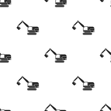 Ekskavatör simge siyah stil beyaz arka plan üzerinde izole içinde. Benim hisse senedi vektör çizim desen.