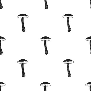 Siyah stil beyaz arka plan üzerinde izole kahverengi kap çörek simgesini. Mantar deseni hisse senedi vektör çizim.