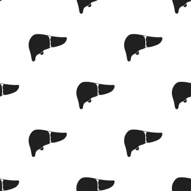 Karaciğer simge siyah stil beyaz arka plan üzerinde izole içinde. Organları desen hisse senedi vektör çizim.