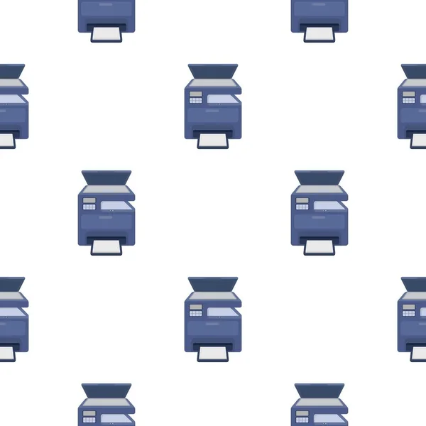 Multifunktionsdrucker im Cartoon-Stil isoliert auf weißem Hintergrund. Typografie Muster Stock Vektor Illustration. — Stockvektor