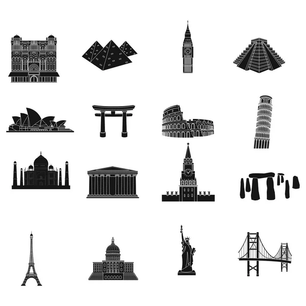 Les pays mettent des icônes dans le style noir. Grande collection de pays illustration de stock de symbole vectoriel — Image vectorielle