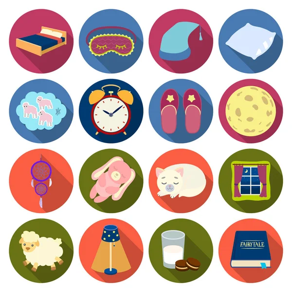 Sleep and rest set icons in flat style. Big collection of sleep and rest vector symbol stock illustration — Stock Vector