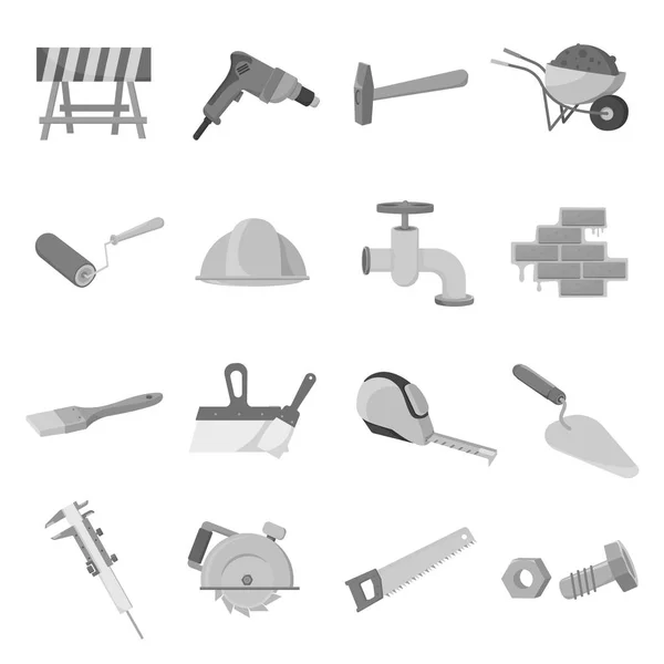 Build and repair set icons in monochrome style. Big collection of build and repair vector symbol stock illustration — Stock Vector