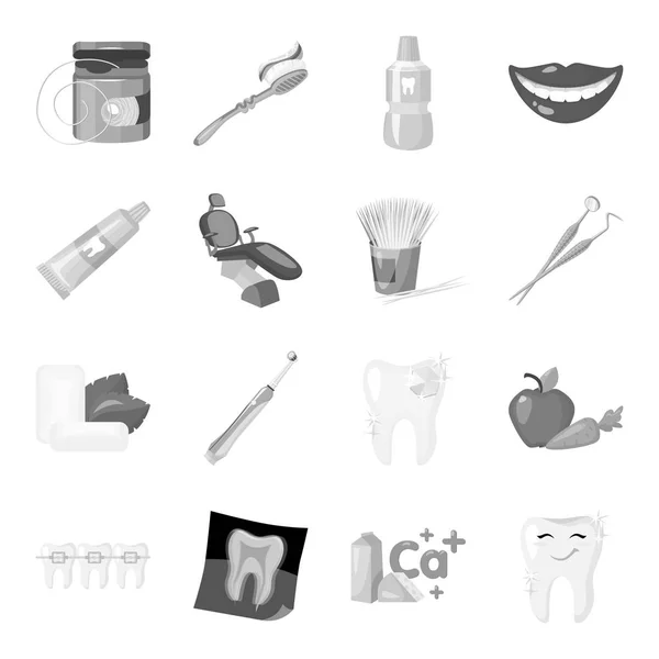 El cuidado dental establece iconos en estilo monocromo. Gran colección de cuidado dental vector símbolo stock ilustración — Vector de stock