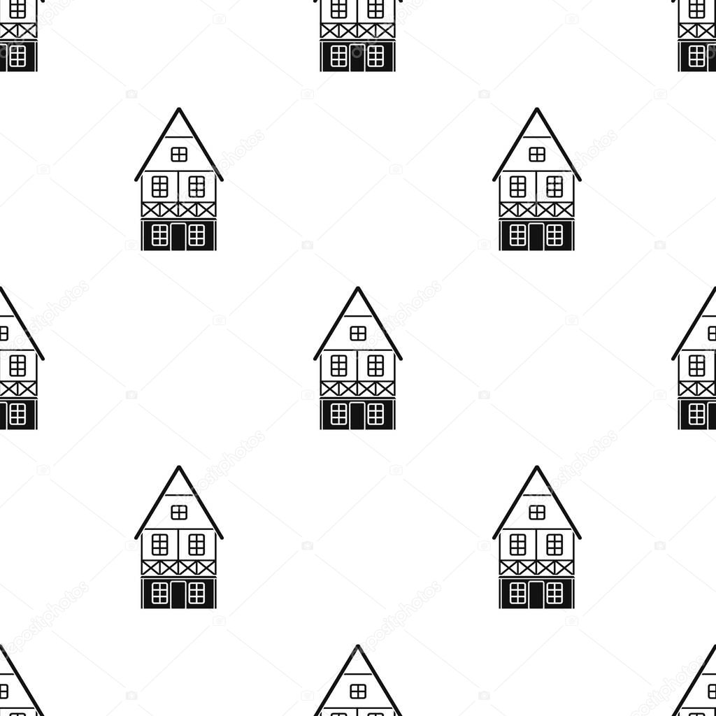 Bavarian house icon in black style isolated on white background. Oktoberfest pattern stock vector illustration.