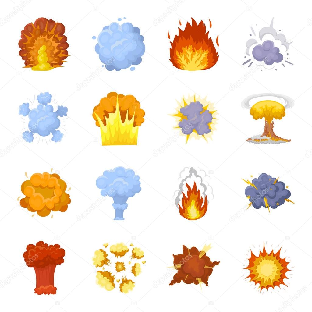 Explosions set icons in cartoon style. Big collection of explosions vector symbol stock illustration