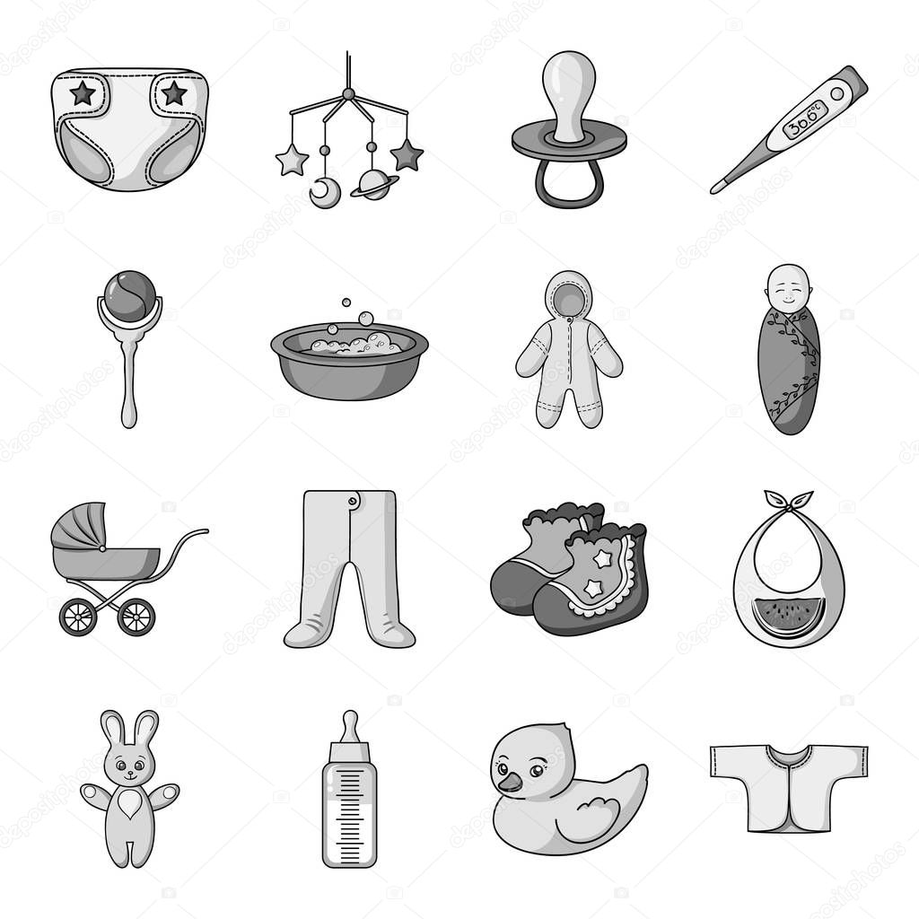 Baby born set icons in monochrome style. Big collection of baby born vector symbol stock illustration