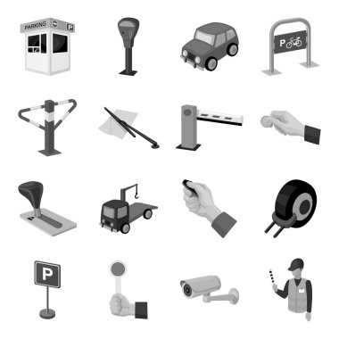 Parking bölge tek renkli bir tarzda Icons set. Bölge vektör simge stok illüstrasyon park yeri büyük koleksiyonu