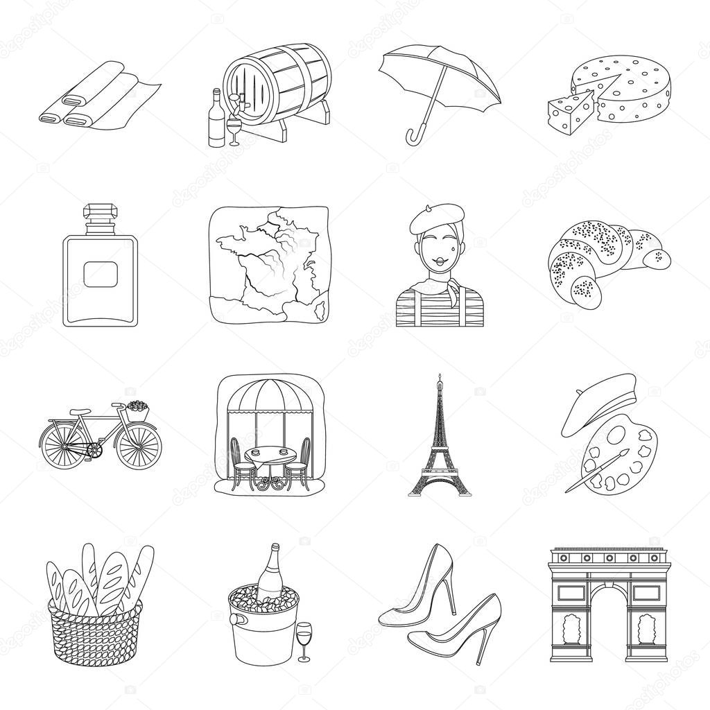 France country set icons in outline style. Big collection of France country vector symbol stock illustration