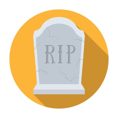 Mezar Taşı simgesini düz stil beyaz arka plan üzerinde izole. Cenaze töreni sembol stok vektör çizim.