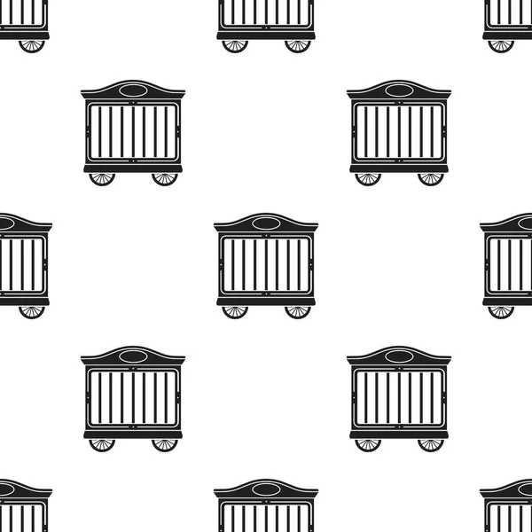 Zirkuswagen-Ikone im schwarzen Stil isoliert auf weißem Hintergrund. Zirkus Muster Stock Vektor Illustration. — Stockvektor