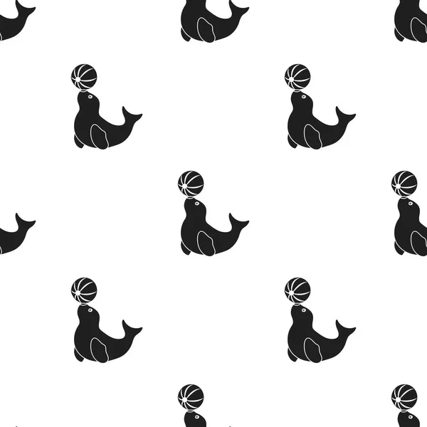 Wyszkolonych foki ikona stylu czarno na białym tle. Cyrk wzór Stockowa ilustracja wektorowa. — Wektor stockowy