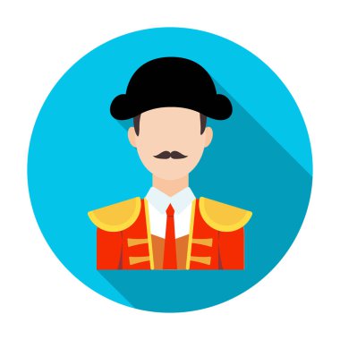 Düz stil beyaz arka plan üzerinde izole matador simgesini. İspanya ülke sembol stok vektör çizim.