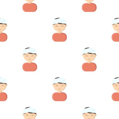 Kafa travması simgesi karikatür. Hasta simgesinden tek büyük hasta, hastalık çizgi film.