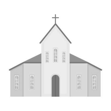 Tek renkli tarzı beyaz arka plan üzerinde izole kilise kutsal kişilerin resmi. Cenaze töreni sembol stok vektör çizim.