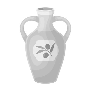 Bir şişe zeytinyağı simgesi beyaz arka plan üzerinde izole tek renkli tarzı. İspanya ülke sembol stok vektör çizim.