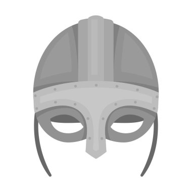 Viking kask simgesi beyaz arka plan üzerinde izole tek renkli tarzı. Vikingler sembol stok vektör çizim.