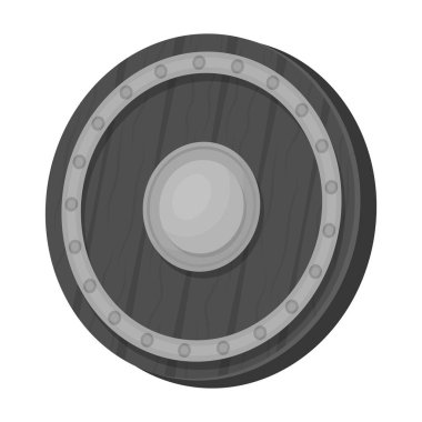 Viking kalkan simgesi beyaz arka plan üzerinde izole tek renkli tarzı. Vikingler sembol stok vektör çizim.