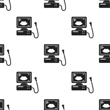 Ultrason tanılama simge siyah tarzında beyaz arka plan üzerinde izole. Gebelik desen hisse senedi vektör çizim.