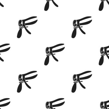 Spekulum simge siyah stil beyaz arka plan üzerinde izole içinde. Gebelik desen hisse senedi vektör çizim.