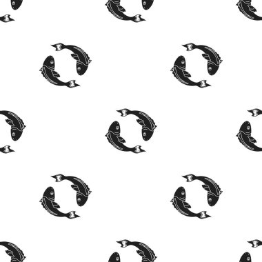 Koi balıkları simge siyah tarzında beyaz arka plan üzerinde izole. Din desen hisse senedi vektör çizim.