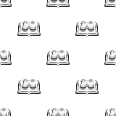 İncil simge siyah stil beyaz arka plan üzerinde izole içinde. Din desen hisse senedi vektör çizim.