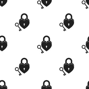 Siyah stil beyaz arka plan üzerinde izole kilit simgesini. Romantik desen hisse senedi vektör çizim.