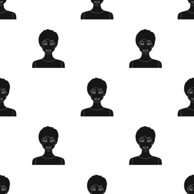 Readhead kadın simge siyah stil beyaz arka plan üzerinde izole içinde. Kadın desen hisse senedi vektör çizim.