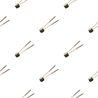 Beyaz arka plan üzerinde izole karikatür tarzı yemek çubuğu simgesini. Suşi desen hisse senedi vektör çizim.