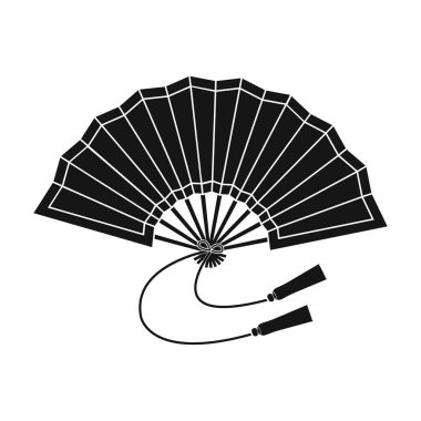 Fan simge siyah stil beyaz arka plan üzerinde izole katlanır. Japonya sembol stok vektör çizim.