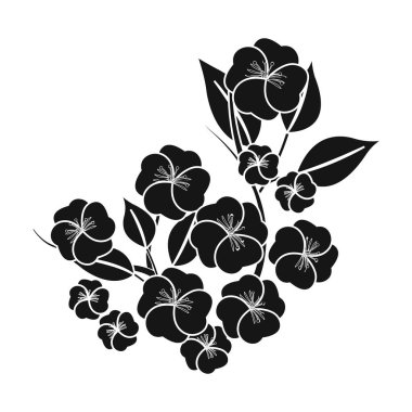 Sakura çiçek simge siyah stil beyaz arka plan üzerinde izole içinde. Japonya sembol stok vektör çizim.