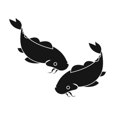 Koi simge siyah stil beyaz arka plan üzerinde izole içinde. Japonya sembol stok vektör çizim.