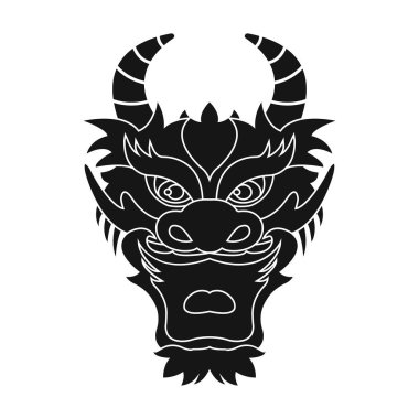 Dragon simge siyah stil beyaz arka plan üzerinde izole içinde. Japonya sembol stok vektör çizim.