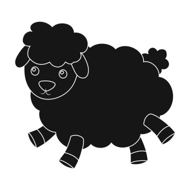 Oyuncak koyun simge siyah stil beyaz arka plan üzerinde izole içinde. Uyku ve dinlenme sembol stok vektör çizim.